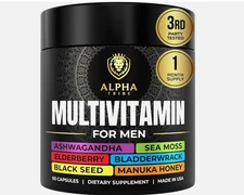 Alpha Tribe Men's Multivitamin Sea Moss Ashwagandha Elderberry 60 Capsules 10/28