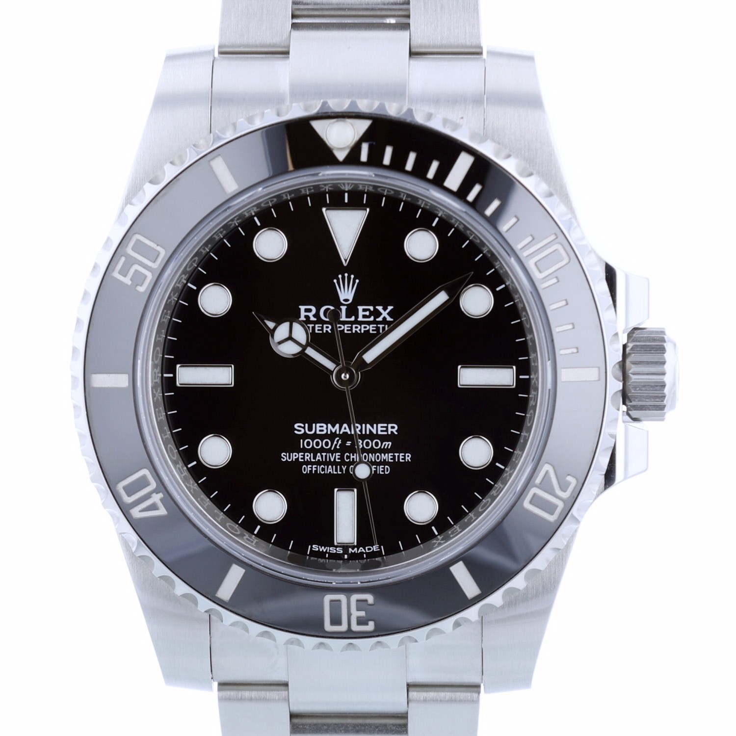 Rolex Submariner Non Date 114060 40 mm Black Dial Steel 2017 Box & Papers