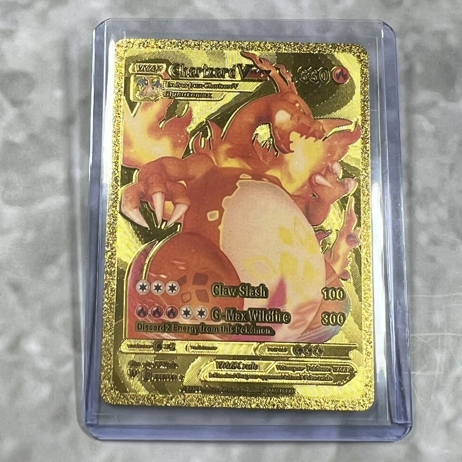 Charizard Pokemon Gold FAN ART Card Embossed Collectible 20/189