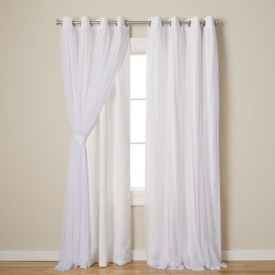 EH8256-09 2-84G Catarina Layered Solid Blackout and Sheer Window Curtain Pane...