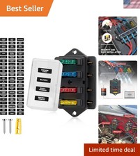 4 Way Blade Fuse Block Holder with Damp-Proof Cover for Vehicle Power Safety