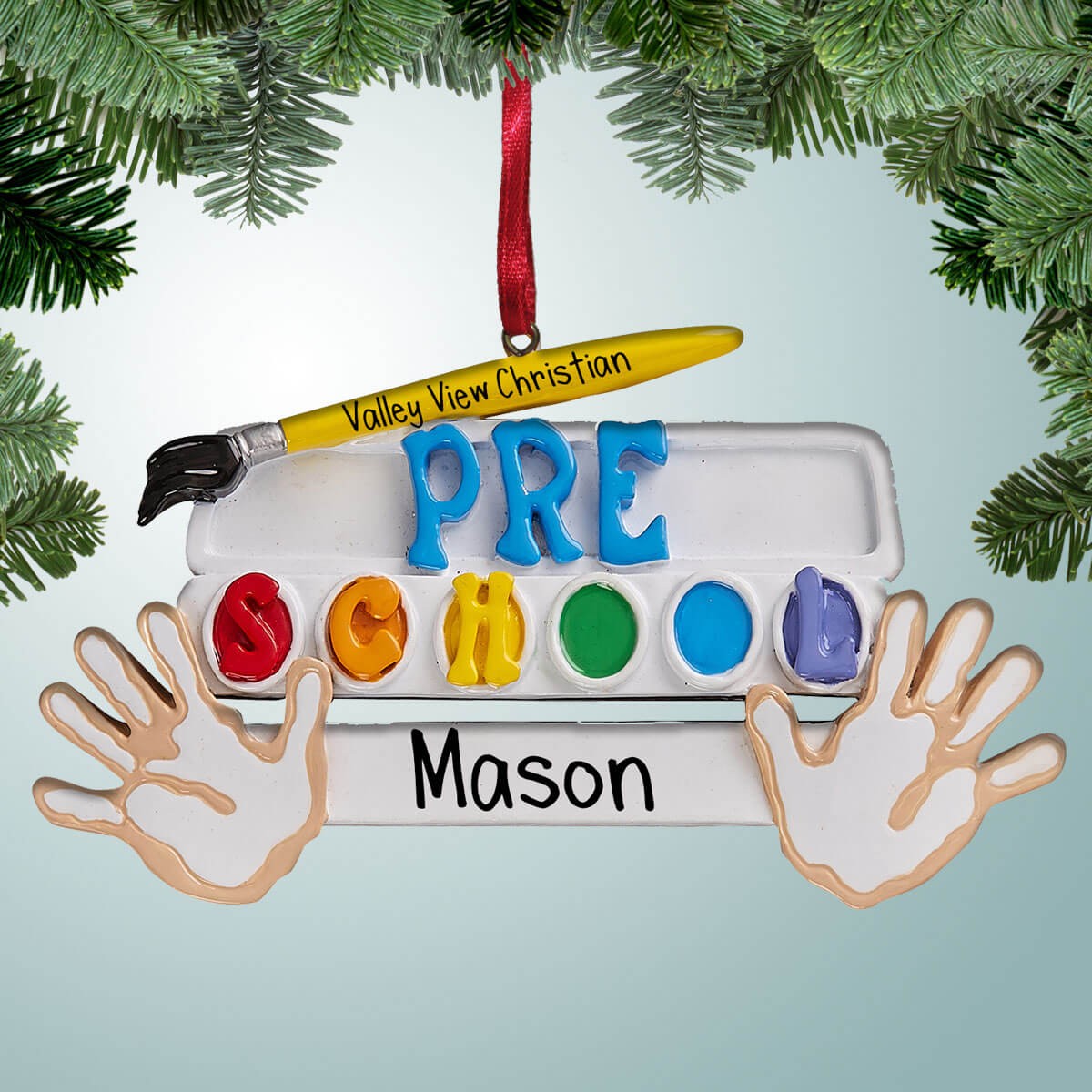 Preschool Hands - Personalized Christmas Ornament