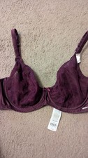 36DD   BOUX AVENUE GRAPE  LINDY UNDERWIRED PLUNGE BRA BNWOT RRP £30