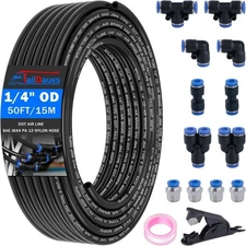1/4" Air Line Tubing Kit,1/4" OD DOT Air Line 50 FT(15 M) SAE J844 PA Nylon Air