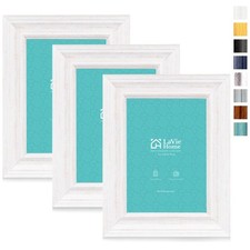 5x7 Picture Frames 3Pack Distressed White Wood Grain Rustic Photo Frame Set with