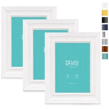5x7 Picture Frames 3Pack Distressed White Wood Grain Rustic Photo Frame Set with