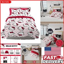 Reversible Hello Kitty Comforter Sheet Set - 7 Piece Full Size Luxury