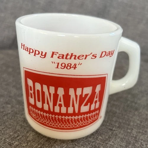 Bonanza Happy Father’s Day Milk Glass Coffee Mug 1984 Galaxy Vintage Cup