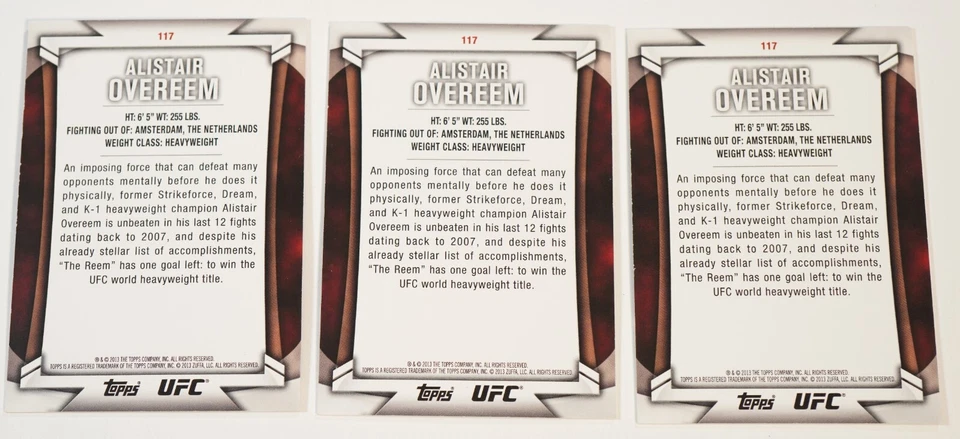 Tarjeta dorada Alistair Overeem 2013 Topps UFC Knockout 117/188 Pride FC StrikeForce Foto 4 de 4