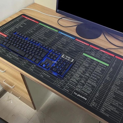 Large Size Mouse Pad Word/Excel/Power Point Shortcut Keys Desk Pad Mat Non FX - Afbeelding 1 van 17