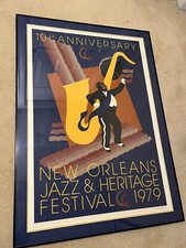 Vintage New Orleans Jazz and Heritage Festival Poster. 10th Anniversary.  2976