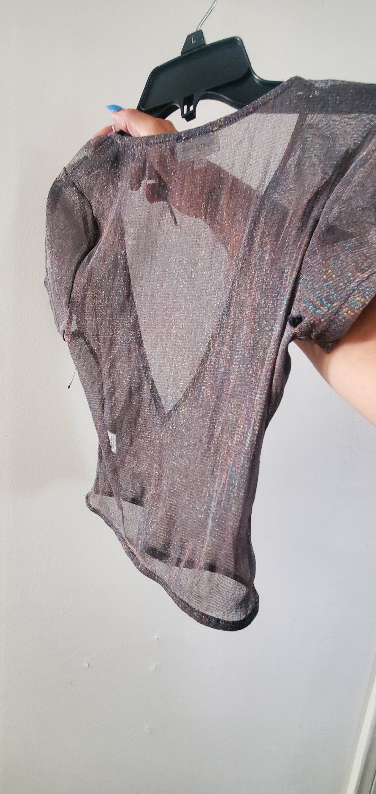 superdown Rainbow Metallic Crop Top  Glittery XS … - image 6