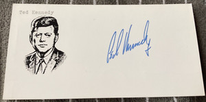 EDWARD TED KENNEDY Autographed Signed JFK POLITICAL Card SENATOR Free Ship