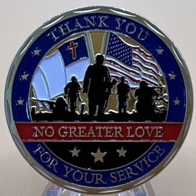 *  Thank You Veteran for Your Service Challenge Coin To Honor Vets John 15;13