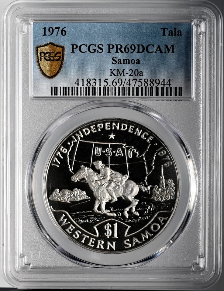 1976 TALA (SILVER PROOF) SAMOA - PCGS PR69 DCAM #47588944 TOP POP (1 OF 1) ! - Image 2 of 4