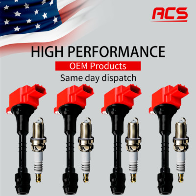 4X OEM New Ignition Coil + 4X Iridium Spark Plug For Nissan Sentra 1.8L L4 UF351