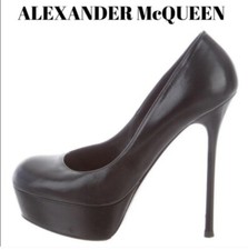 ALEXANDER MCQUEEN Classic Black Leather Platform Stilettos