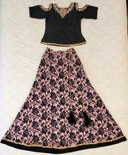 Girls Black  Mauve Pink Lehenga with Embroidery
