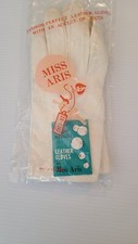 Miss Aris Vintage White Leather Gloves In Original Package Size 7