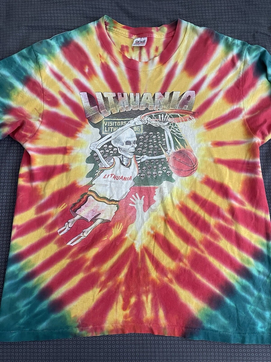 Vintage 1992 Grateful Dead Lithuania Basketball Tie-Dye T-Shirt