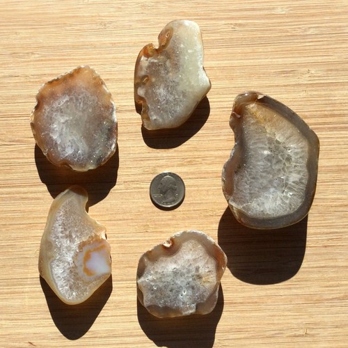 5 Achat & Quarz Kristall Geode Enden poliert Bergscheiben gemischte Steine 1 Pfund Posten - Bild 2 von 5