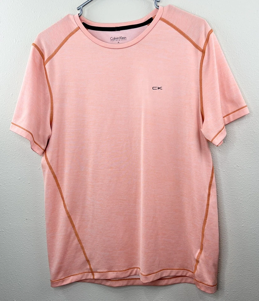 Camiseta Top Calvin Klein Performance Mujer Naranja Fitness Entrenamiento Logo Talla M Foto 2 de 4