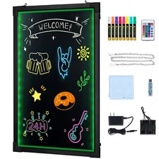 LED Message Writing Board 16"x 12" Illuminated Erasable Lighted Chalkboard