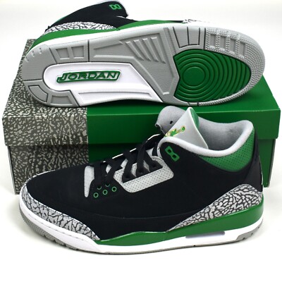 NWT Nike Air Jordan 3 Retro Black Pine Green Sneakers Men's 10 DS