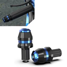 US 2x Universal 22mm 7/8" Motor Handlebar Grips Bar End Slider Cap Plugs Blue