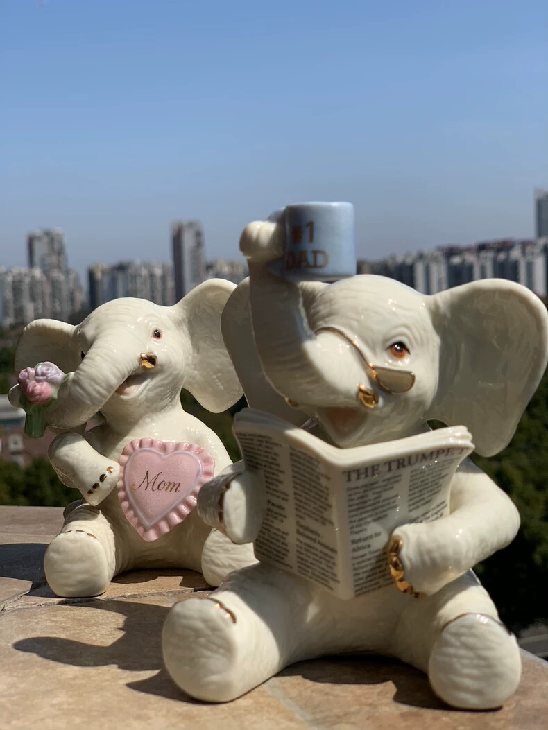 Lenox Día de la Madre Elefante Libro de Lectura Elefante Coleccionable Escultura Estatua
