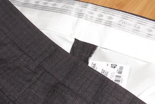 NWOT New ZANELLA Devon Dress Pants Men's 40 X 31 Black Brown Check Flat Front