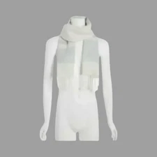 Steve Madden Womens Scarf Ivory White Mid Weight Muffler Fringe Made Italy New