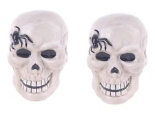 Blue Sky Clayworks Halloween Skull Spider Salt Pepper Shaker Set Skeleton Gothic