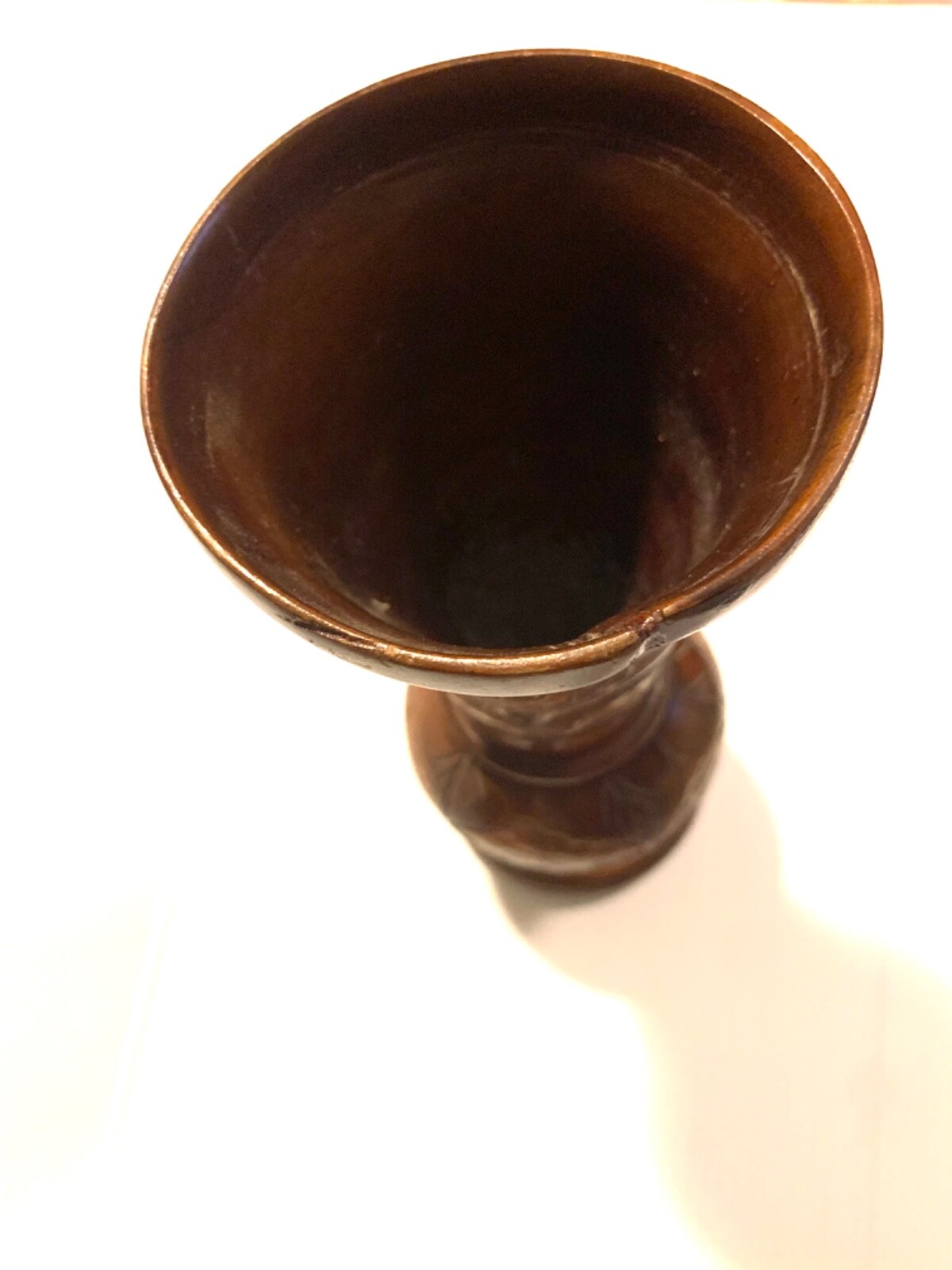 Vintage Wooden Bud Vase Hand Carved Floral Flower Natural Crafted Wood