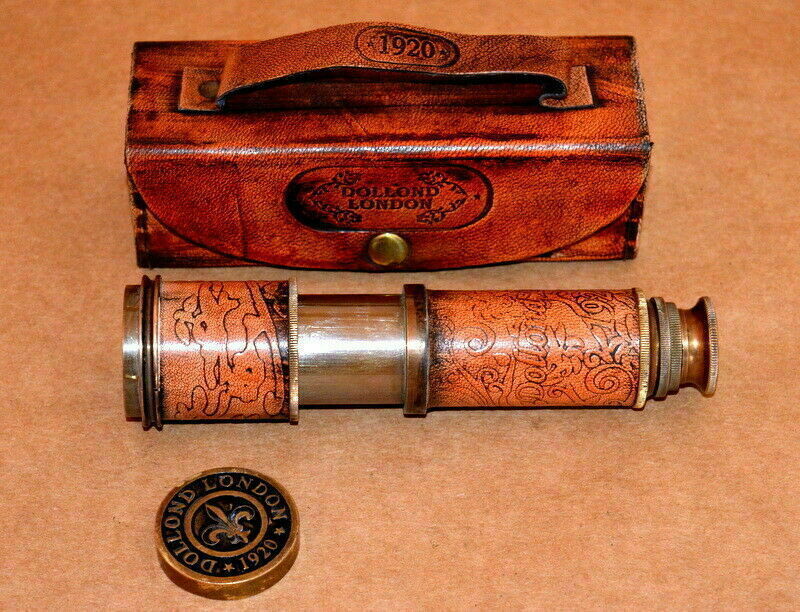 Brass We OFFer at cheap prices Telescope Spyglass Nautical Daily bargain sale Leather Maritime W