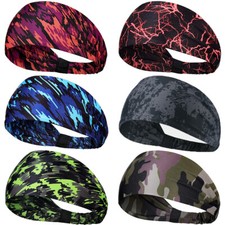 1PC HEADBAND Stretch Sports Yoga Gym Black Hair Band Wrap Sweatband Womens Mens