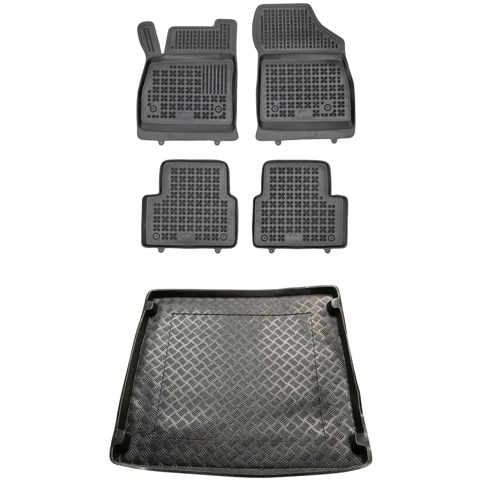 Tapis de coffre et sol Opel Astra V K : kit complet en polyéthylène noir RX05221151-1
