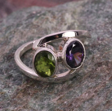 Boho Amethyst  Peridot Ring Solid 925 Silver Handmade Women Ring All Size SR155