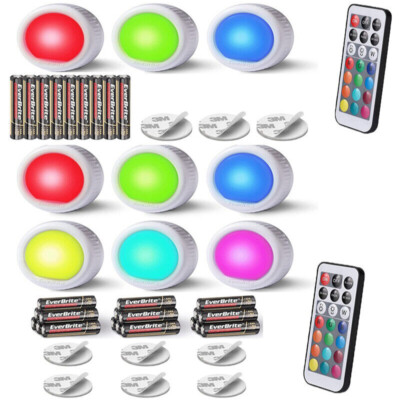 3PACK/6PACK LED Tap Light Push Light 12 RGB Color Wireless Touch Light 80LM USA