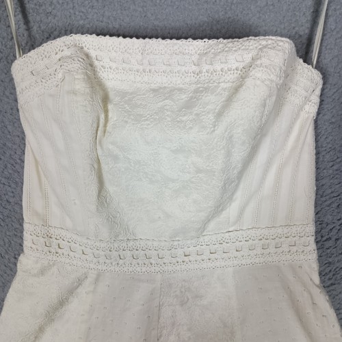 White House Black Market Dress Womens 8 Ivory Crochet Lace Embroidered Strapless - Picture 3 of 19
