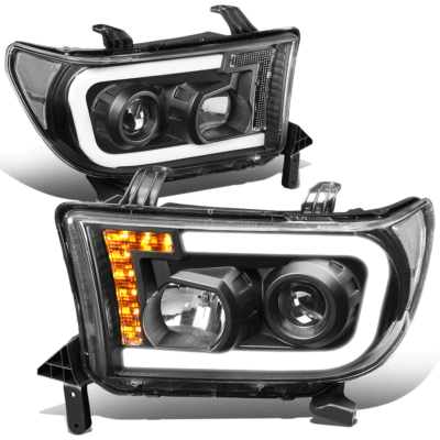 Fit 07-13 Toyota Tundra Pair Front LED DRL+Turn Signal Projector