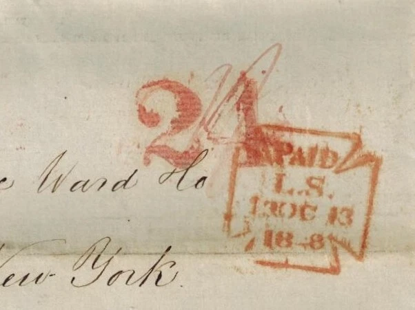Great Britain 1848 Stampless Cover w/ 21 Mark for Increased Retaliatory Rates - Image 2 of 3