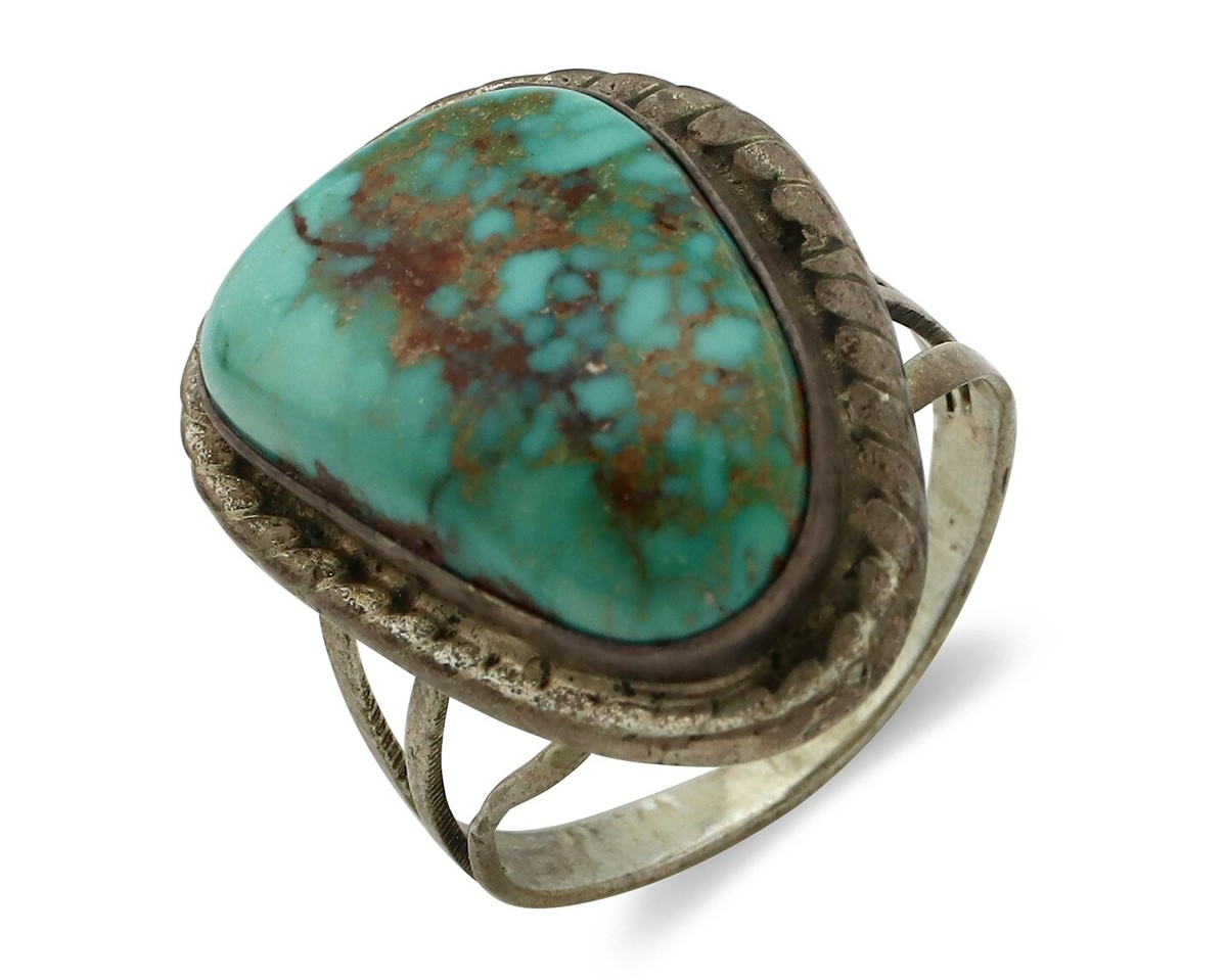 Navajo Ring 925 Silver Natural Blue Turquoise Native Signed