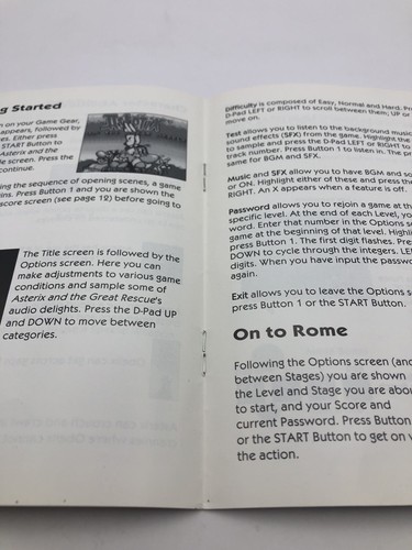 Asterix And The Great Rescue Rare Sega Game Gear Manual - Picture 4 of 4