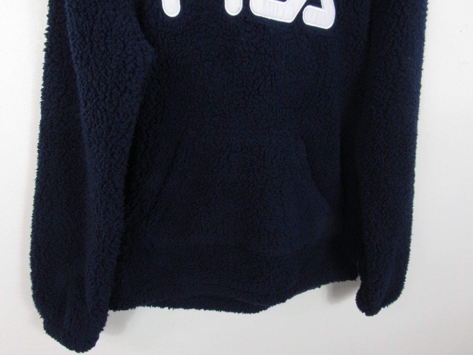 FILA Teddy Fleece maglione donna blu navy pullover sherpa felpa con cappuccio taglia S