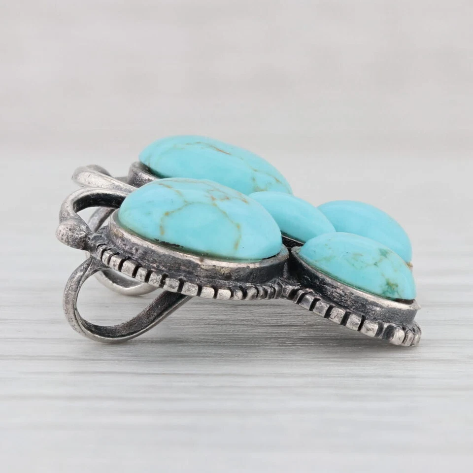 Vintage Imitation Turquoise Butterfly Pendant Sterling Silver Howlite - Image 2 of 4