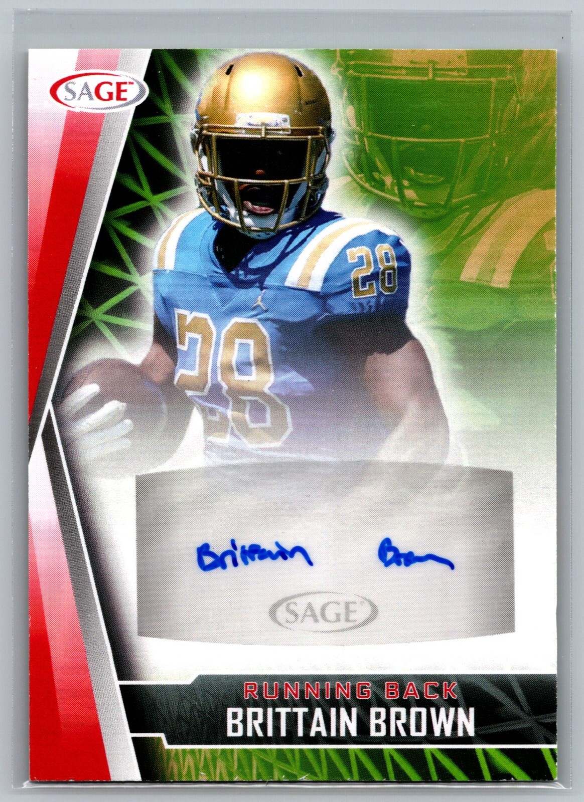 Brittain Brown 2022 SAGE Autographs RED A-BB1 Football Card RC Rookie AUTO