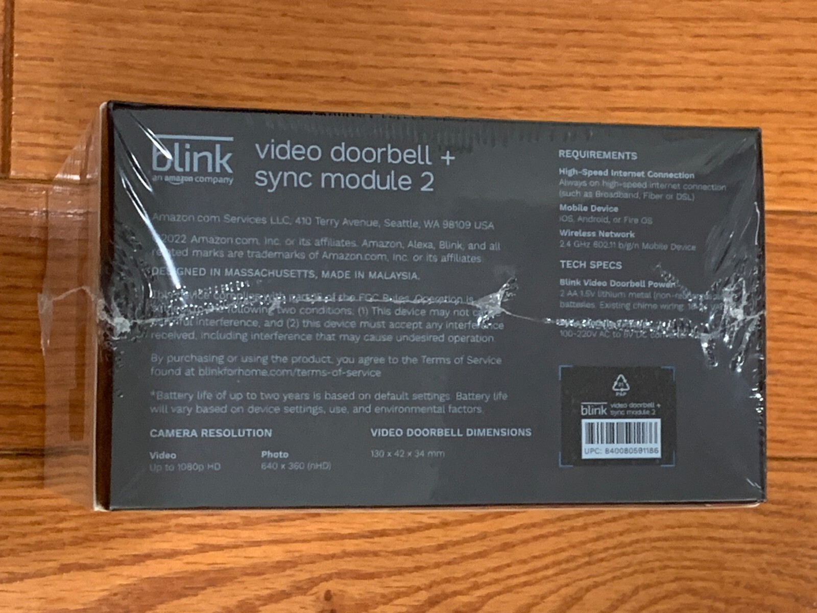 NEW! * Blink Video Doorbell + Sync Module 2 Wired or Wirefree (Black)