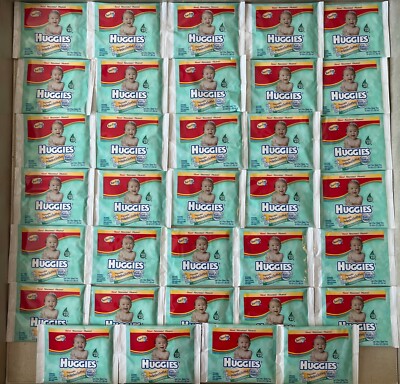 34 HUGGIES Disposable Washcloths Extra Gentle NEW Individually Sealed from 2004