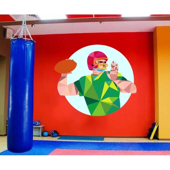 Quarterback Polygonal Wall Decal, American Football, QB